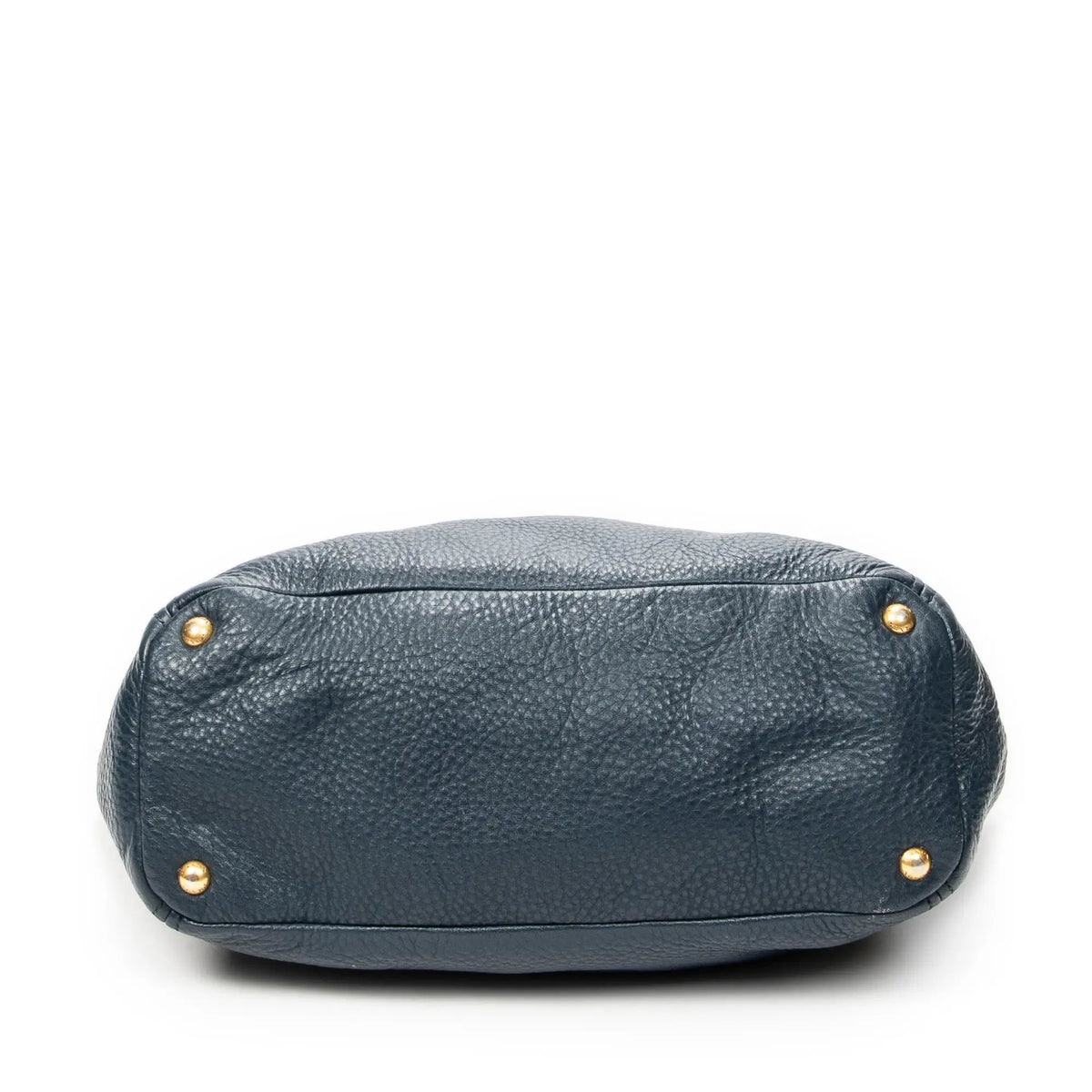 Sac porté épaule, poche latérale, cabas, cuir de veau Phenix bleu foncé