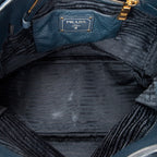 Shoulder Bag Side Pocket Shopping Tote Dark Blue Vitello Phenix Leather