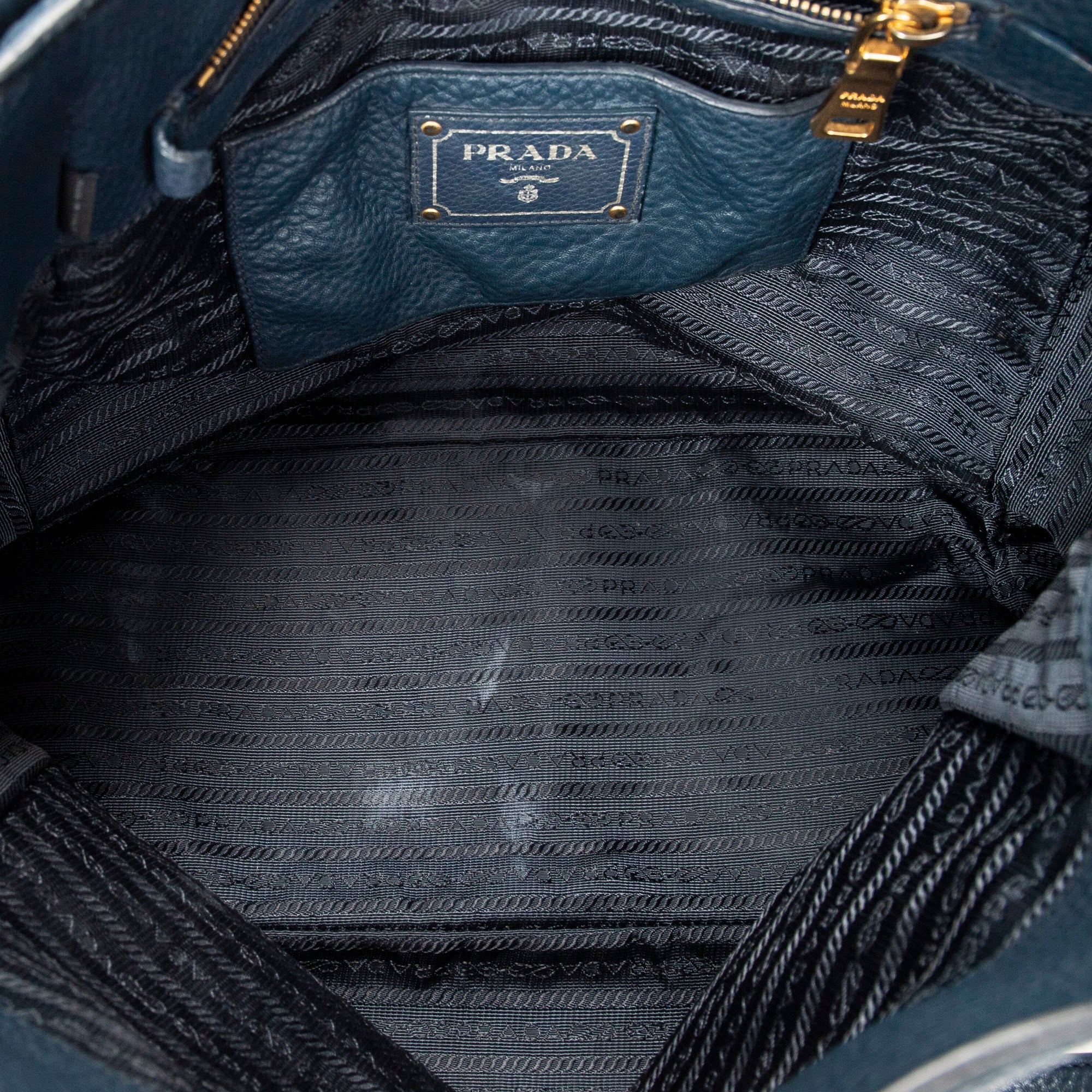 Shoulder Bag Side Pocket Shopping Tote Dark Blue Vitello Phenix Leather