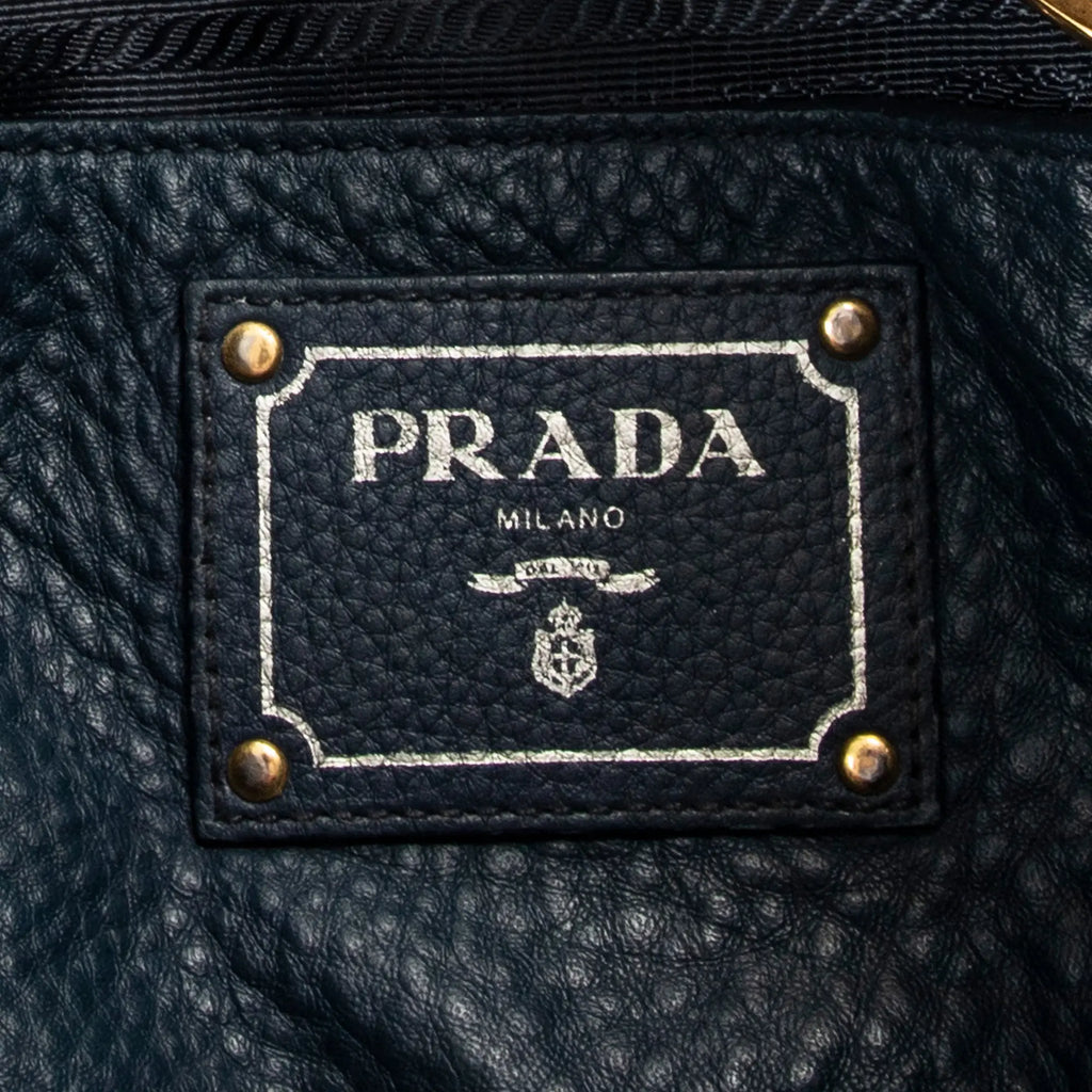 Sac porté épaule, poche latérale, cabas, cuir de veau Phenix bleu foncé