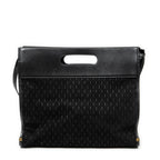 Shoulder Bag Convertible Tote Black Monogram Suede Leather