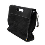 Shoulder Bag Convertible Tote Black Monogram Suede Leather