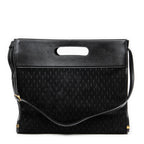 Shoulder Bag Convertible Tote Black Monogram Suede Leather