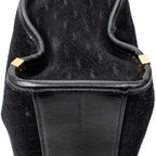 Shoulder Bag Convertible Tote Black Monogram Suede Leather