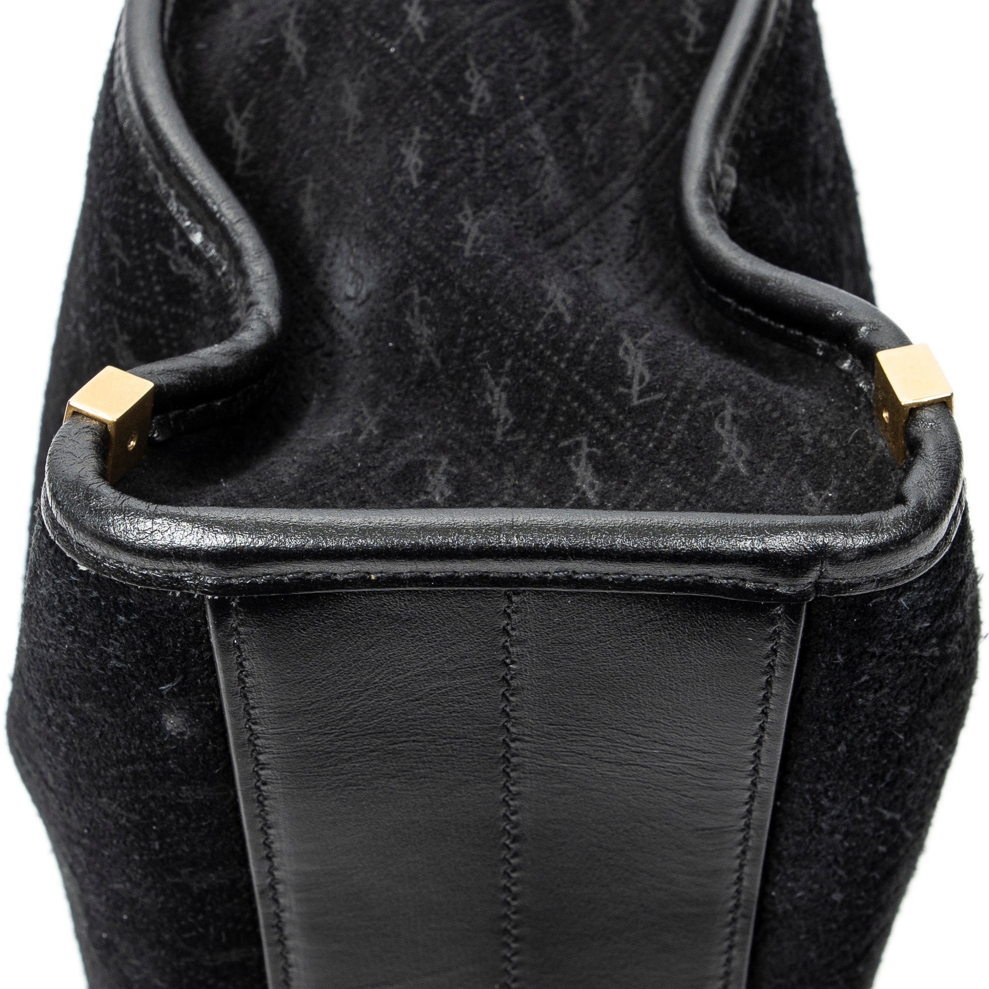 Shoulder Bag Convertible Tote Black Monogram Suede Leather