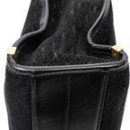 Shoulder Bag Convertible Tote Black Monogram Suede Leather