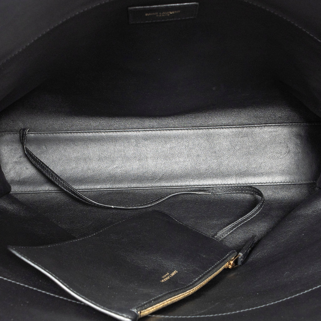 Shoulder Bag Convertible Tote Black Monogram Suede Leather