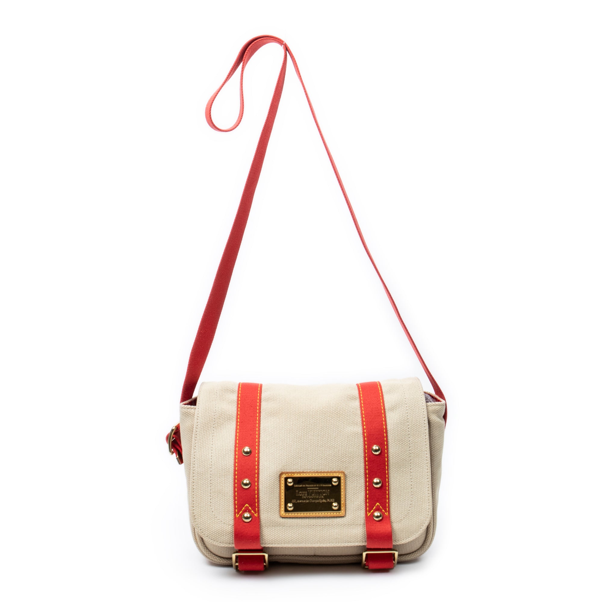 Shoulder Bag Antigua Besace PM Beige Woven Canvas