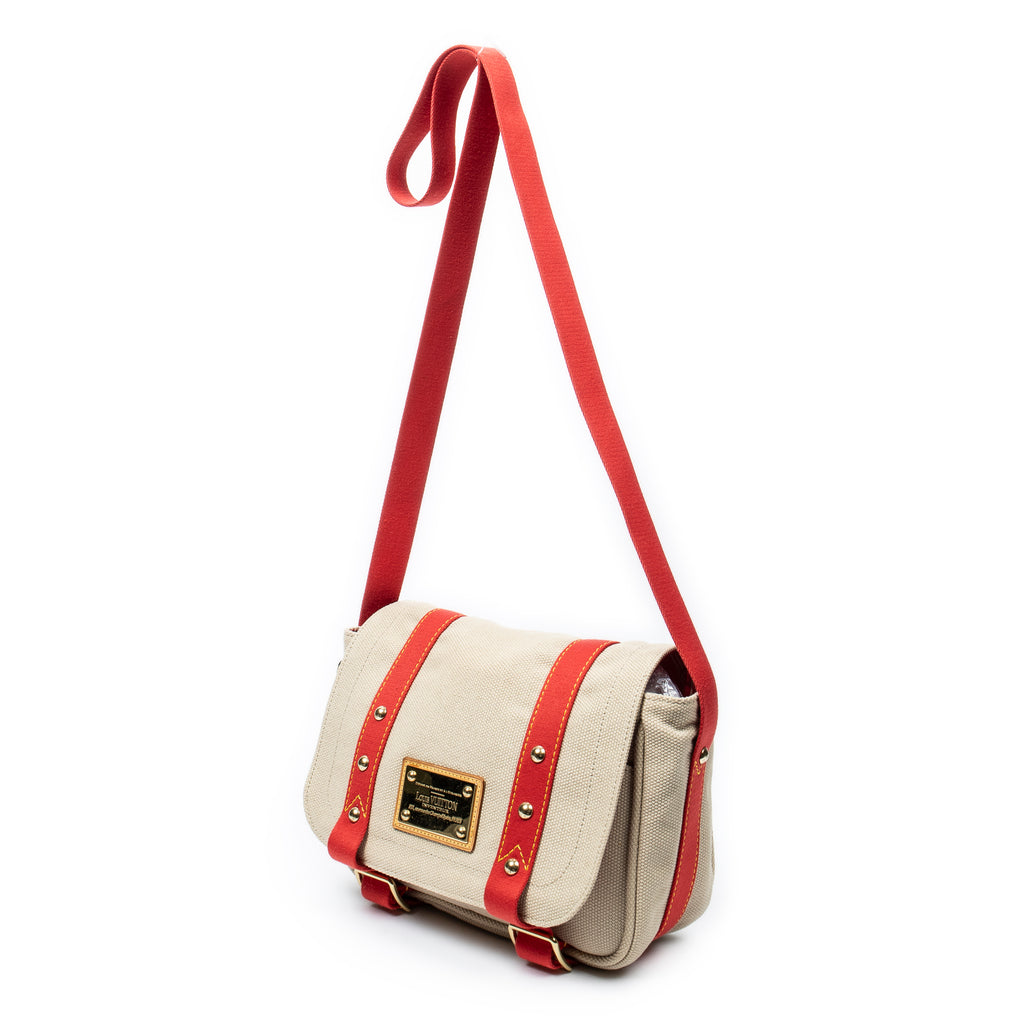 Shoulder Bag Antigua Besace PM Beige Woven Canvas