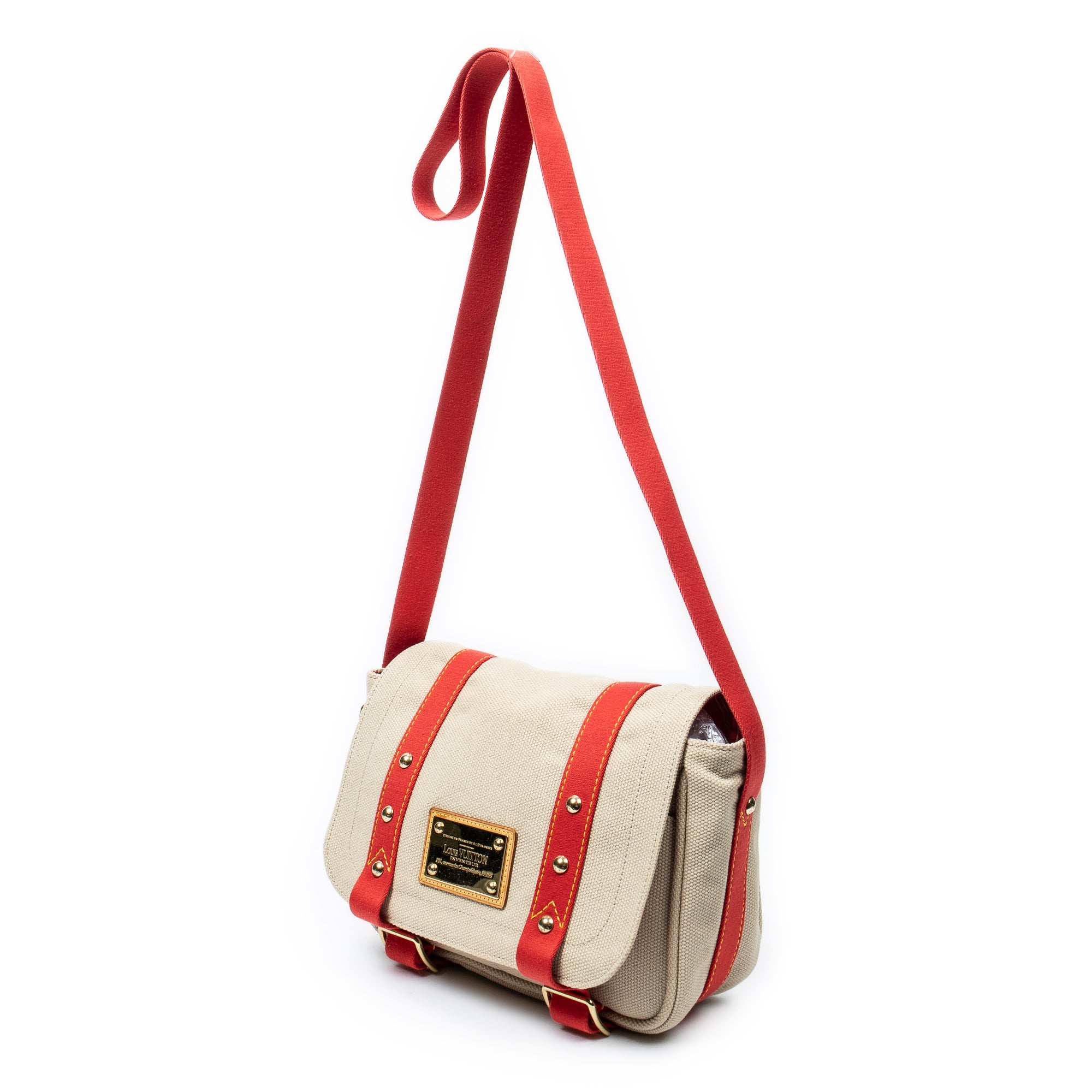 Shoulder Bag Antigua Besace PM Beige Woven Canvas