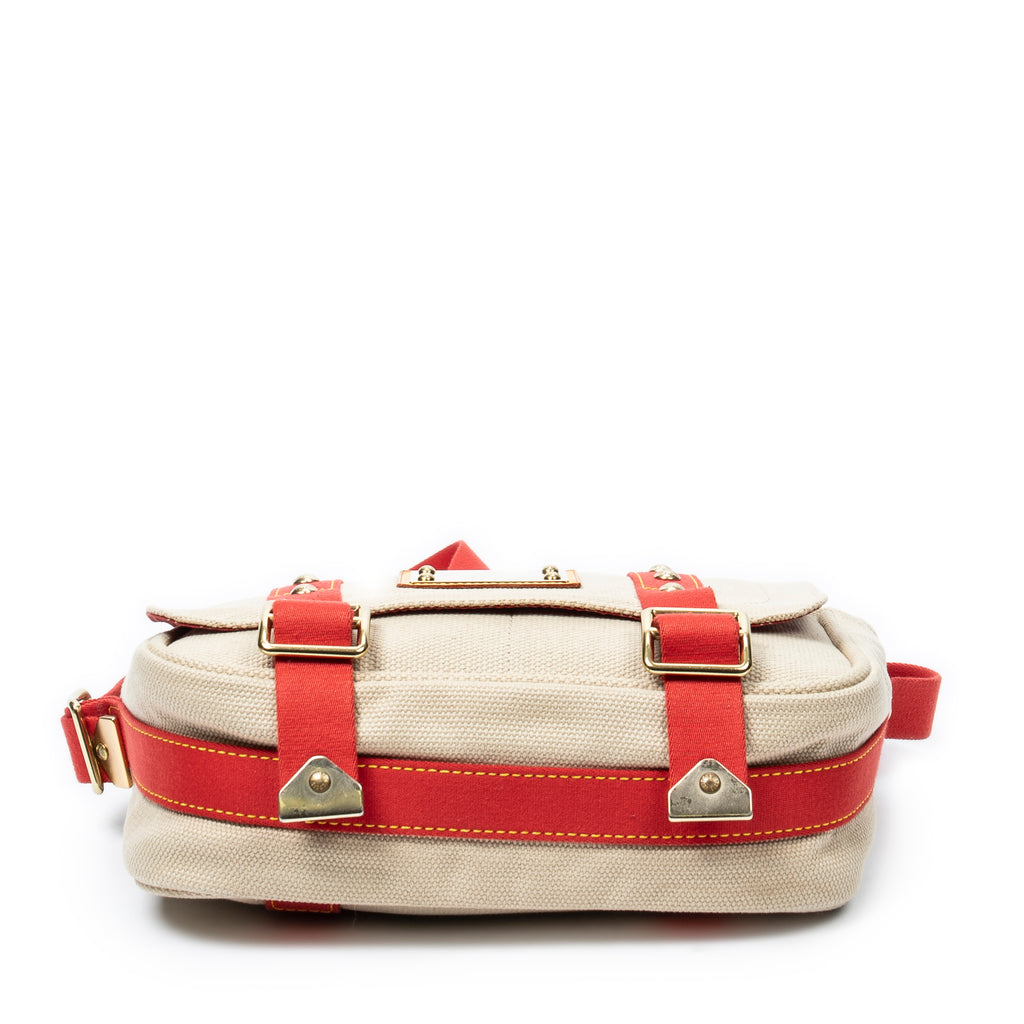 Shoulder Bag Antigua Besace PM Beige Woven Canvas