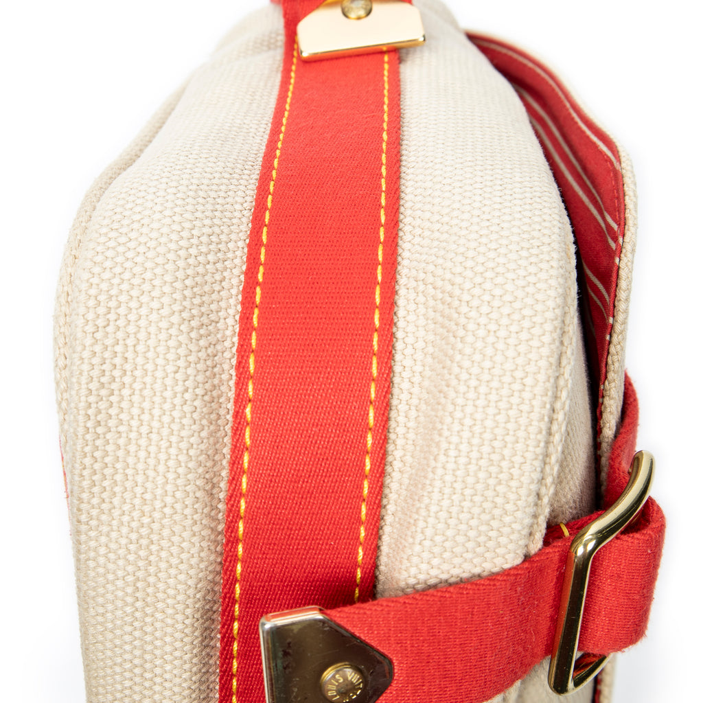 Shoulder Bag Antigua Besace PM Beige Woven Canvas