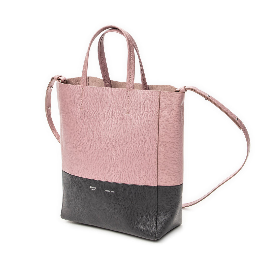 Shoulder Bag Small Bicolor Vertical Cabas Tote Light Pink Grained Calfskin Leather