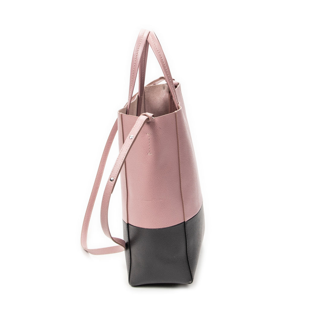 Shoulder Bag Small Bicolor Vertical Cabas Tote Light Pink Grained Calfskin Leather