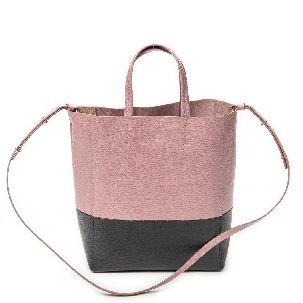 Shoulder Bag Small Bicolor Vertical Cabas Tote Light Pink Grained Calfskin Leather