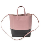 Shoulder Bag Small Bicolor Vertical Cabas Tote Light Pink Grained Calfskin Leather