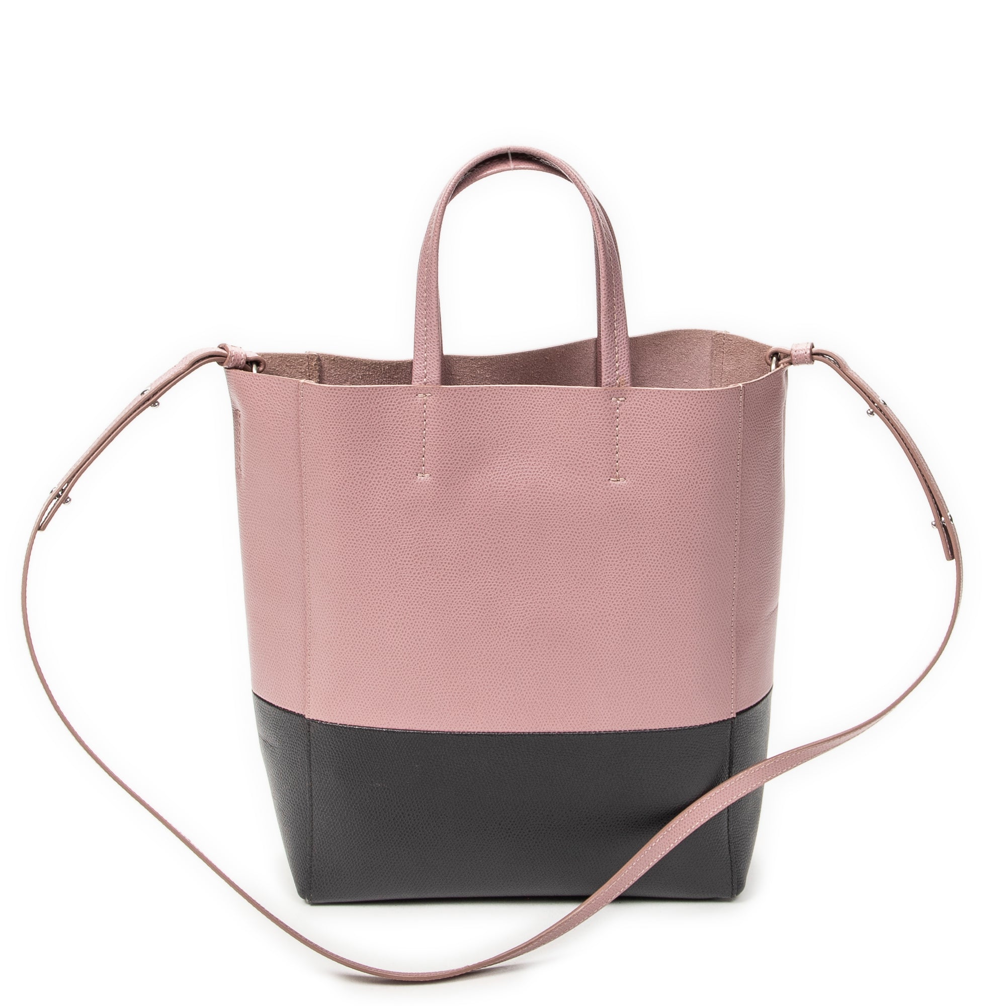 Shoulder Bag Small Bicolor Vertical Cabas Tote Light Pink Grained Calfskin Leather