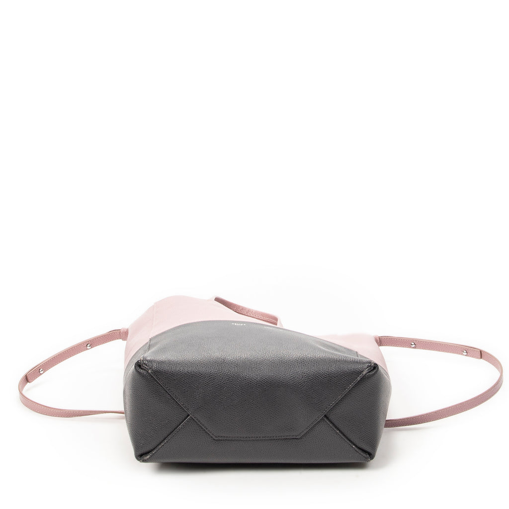 Shoulder Bag Small Bicolor Vertical Cabas Tote Light Pink Grained Calfskin Leather