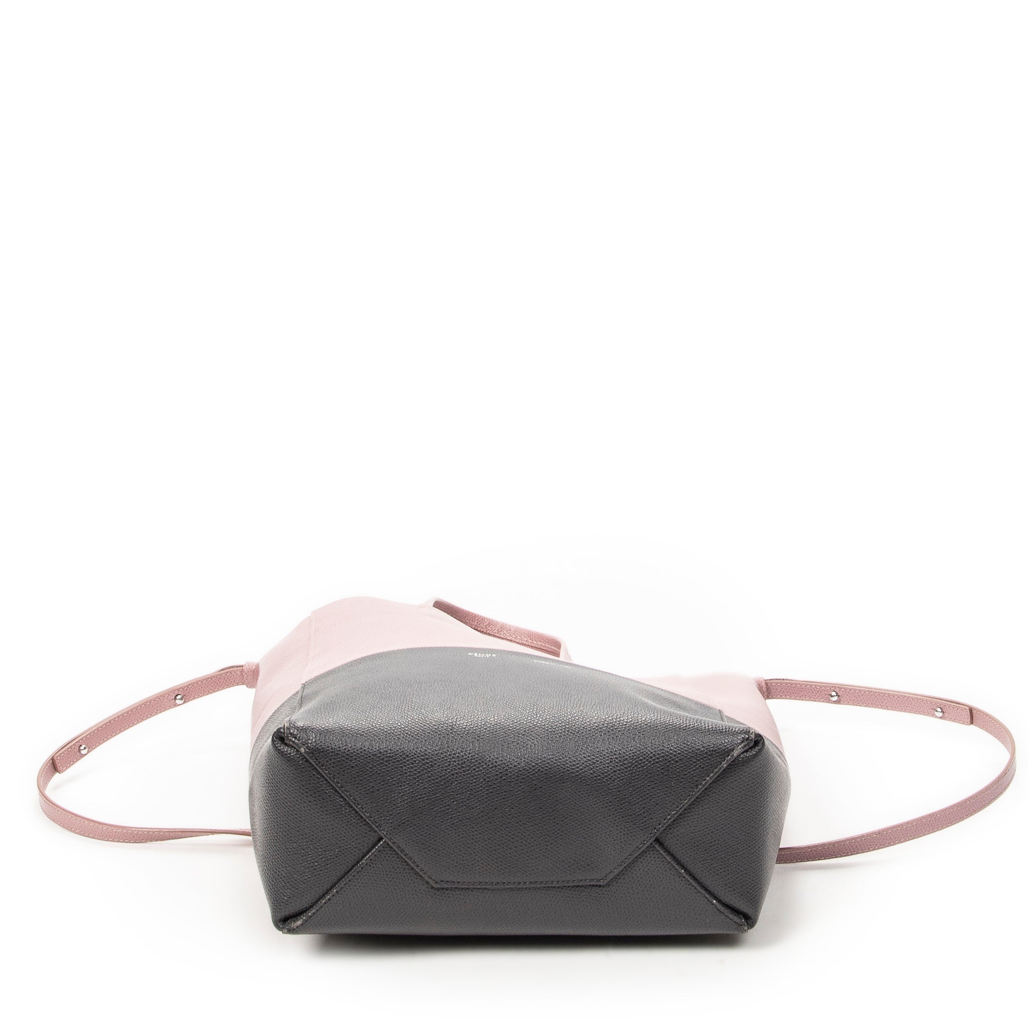 Shoulder Bag Small Bicolor Vertical Cabas Tote Light Pink Grained Calfskin Leather