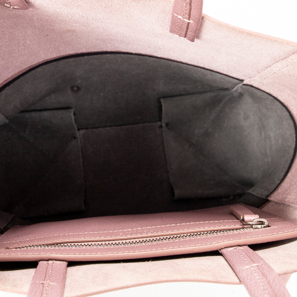 Shoulder Bag Small Bicolor Vertical Cabas Tote Light Pink Grained Calfskin Leather