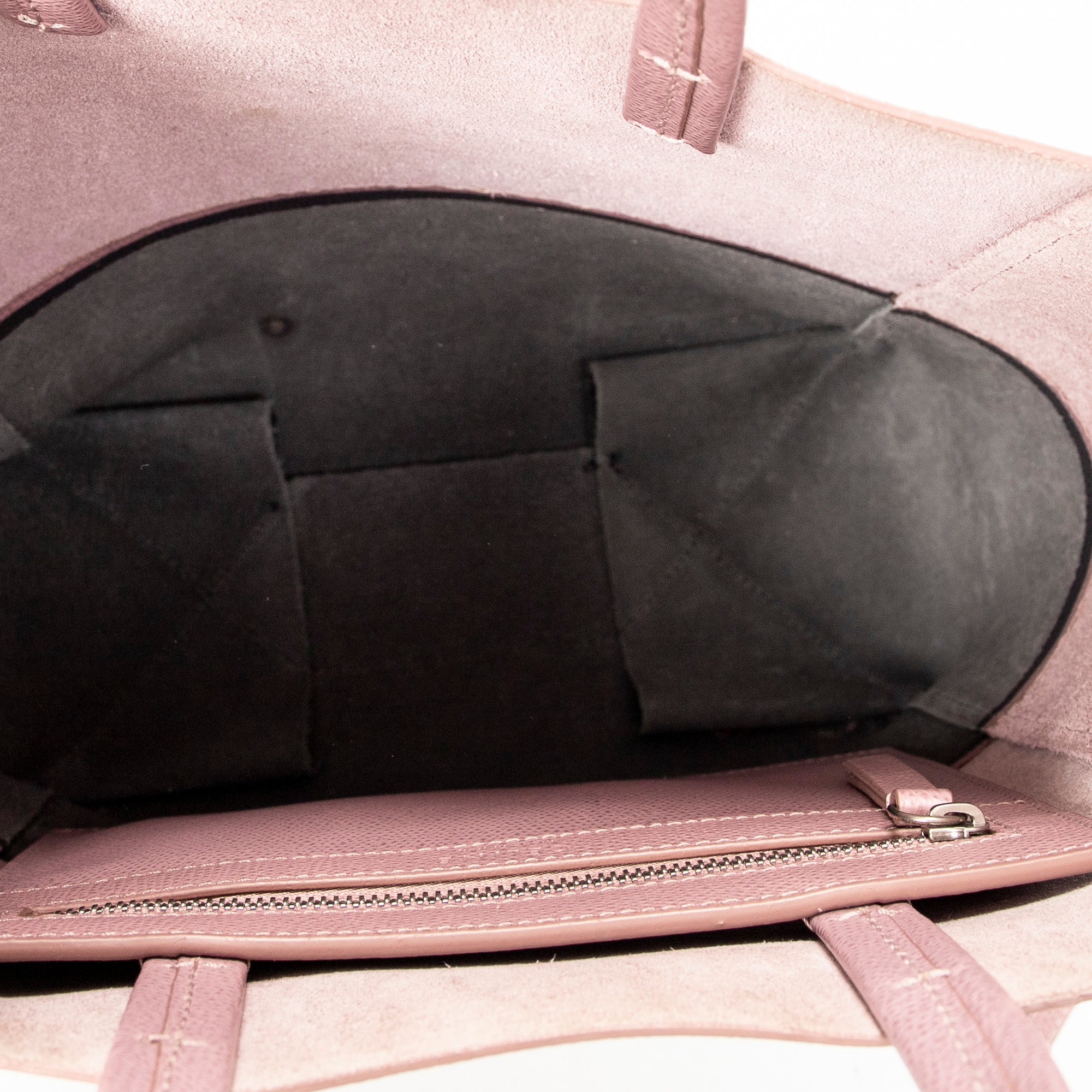 Shoulder Bag Small Bicolor Vertical Cabas Tote Light Pink Grained Calfskin Leather