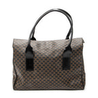 Handbag Foldover Tote Black Macadam Coated Canvas