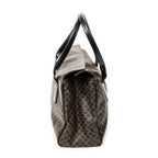 Handbag Foldover Tote Black Macadam Coated Canvas