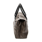 Handbag Foldover Tote Black Macadam Coated Canvas