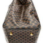 Handbag Foldover Tote Black Macadam Coated Canvas