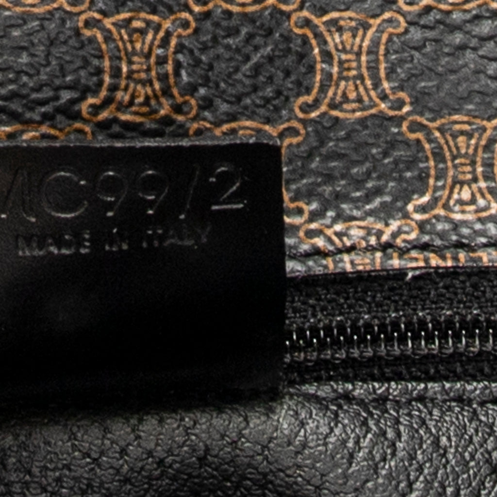 Handbag Foldover Tote Black Macadam Coated Canvas