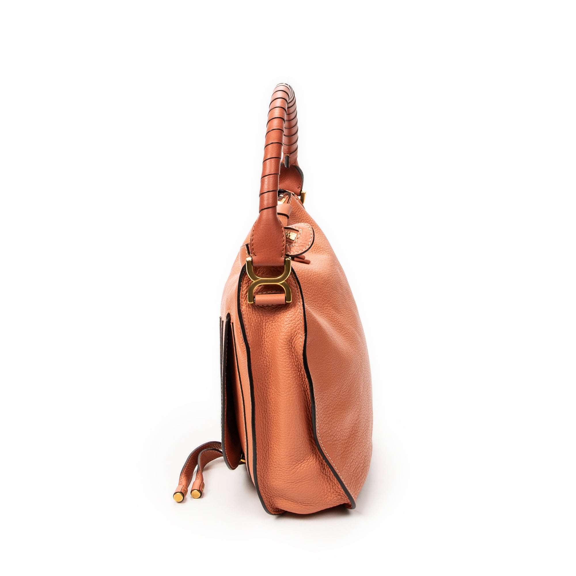 Shoulder Bag Medium Marcie Hobo Peach Grained Calfskin Leather