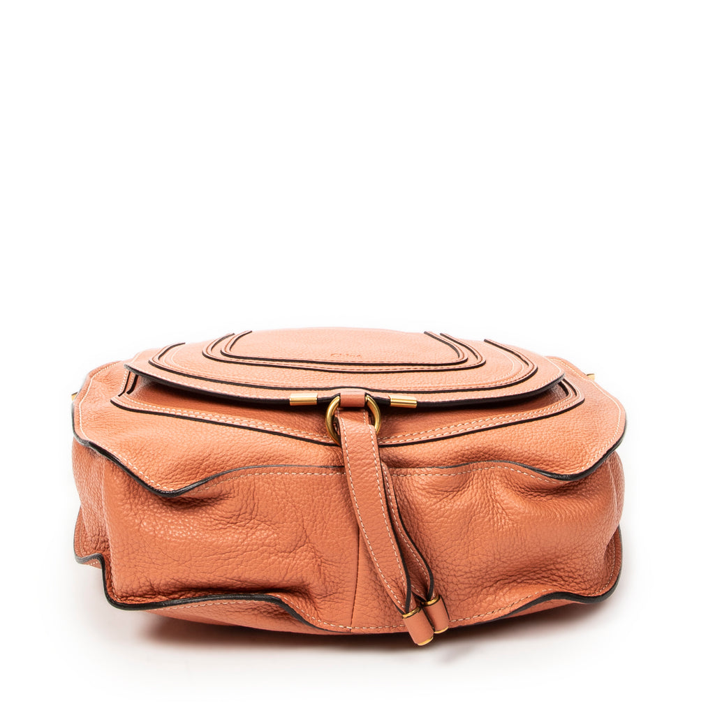 Shoulder Bag Medium Marcie Hobo Peach Grained Calfskin Leather