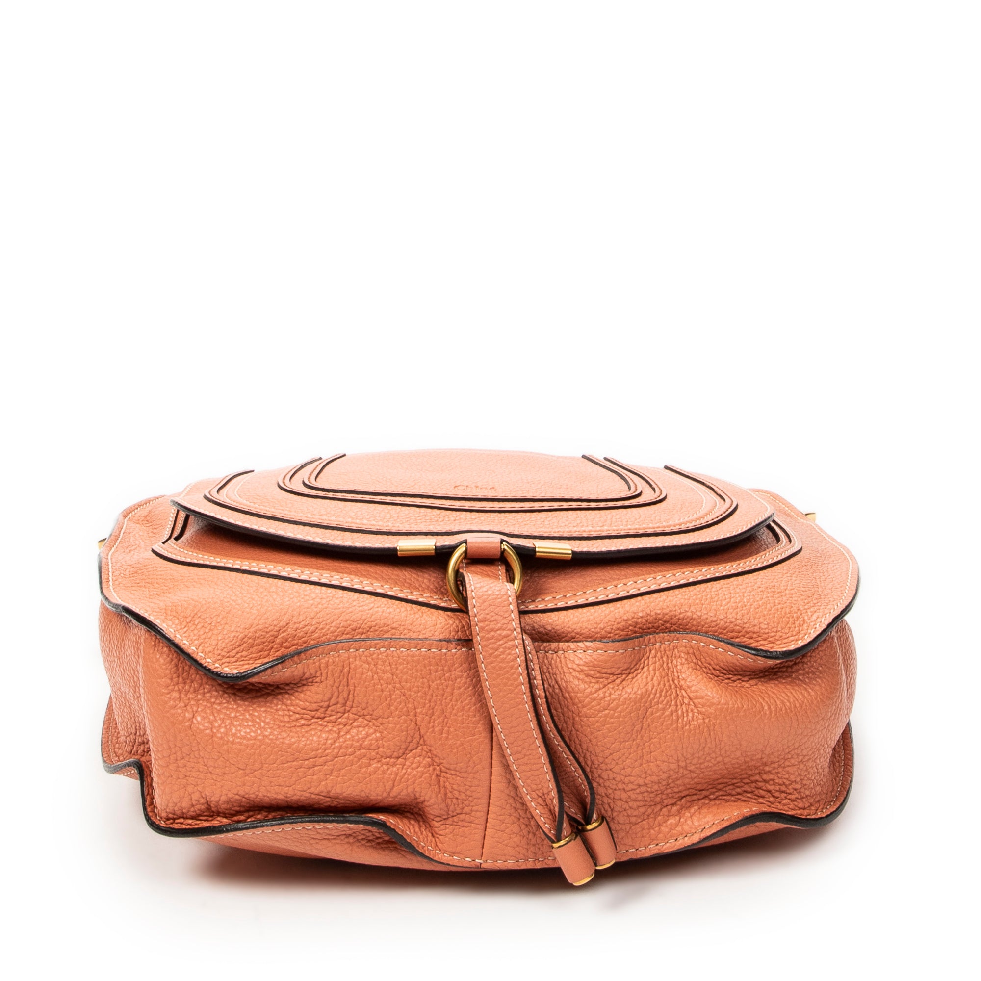 Shoulder Bag Medium Marcie Hobo Peach Grained Calfskin Leather