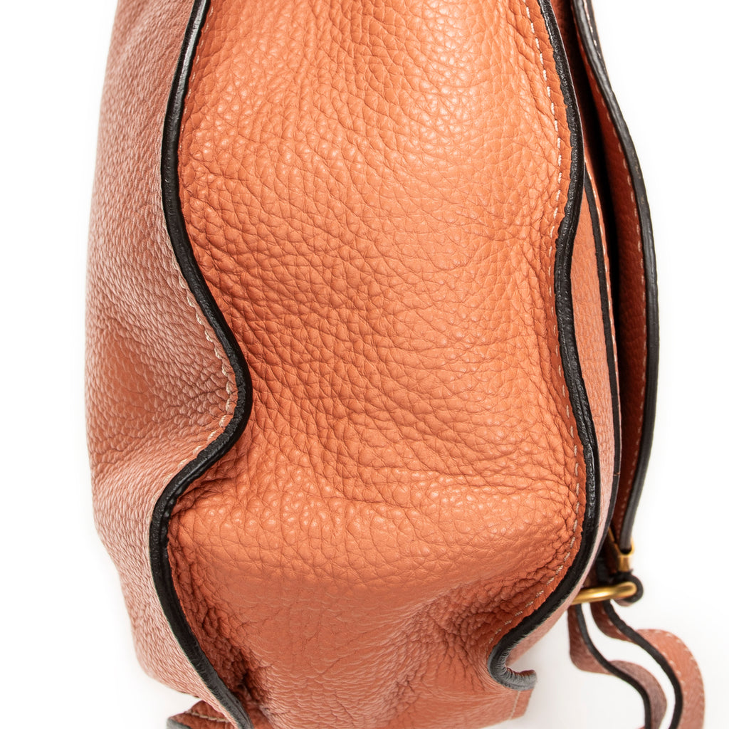 Shoulder Bag Medium Marcie Hobo Peach Grained Calfskin Leather