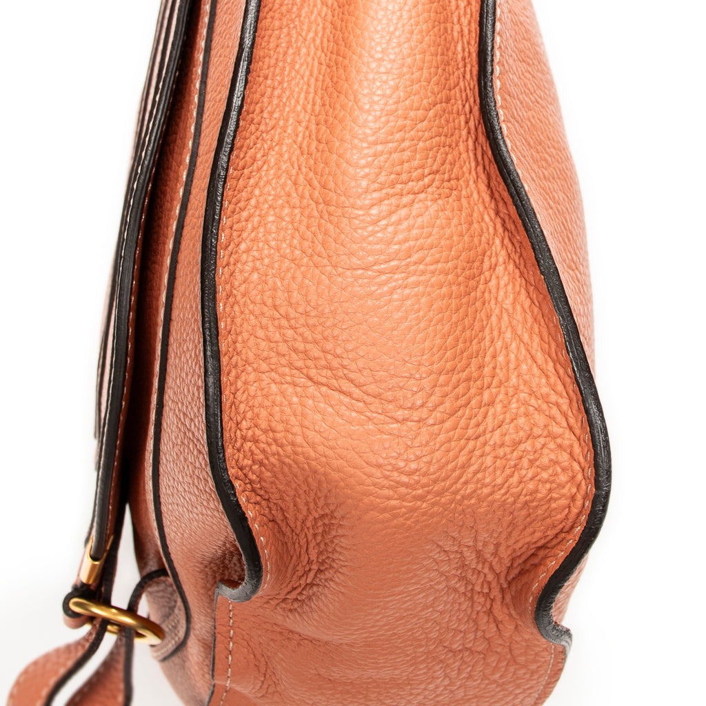 Shoulder Bag Medium Marcie Hobo Peach Grained Calfskin Leather