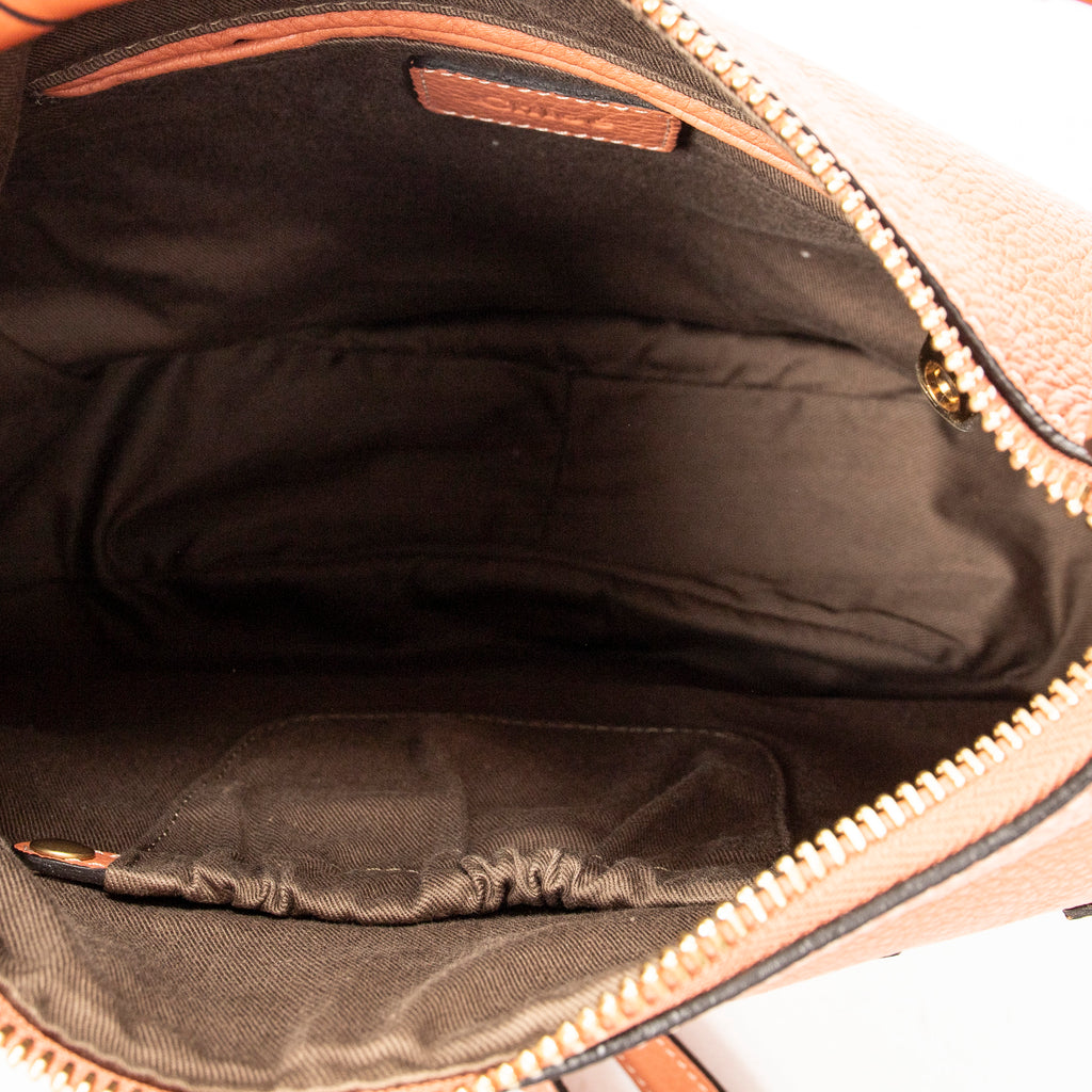 Shoulder Bag Medium Marcie Hobo Peach Grained Calfskin Leather