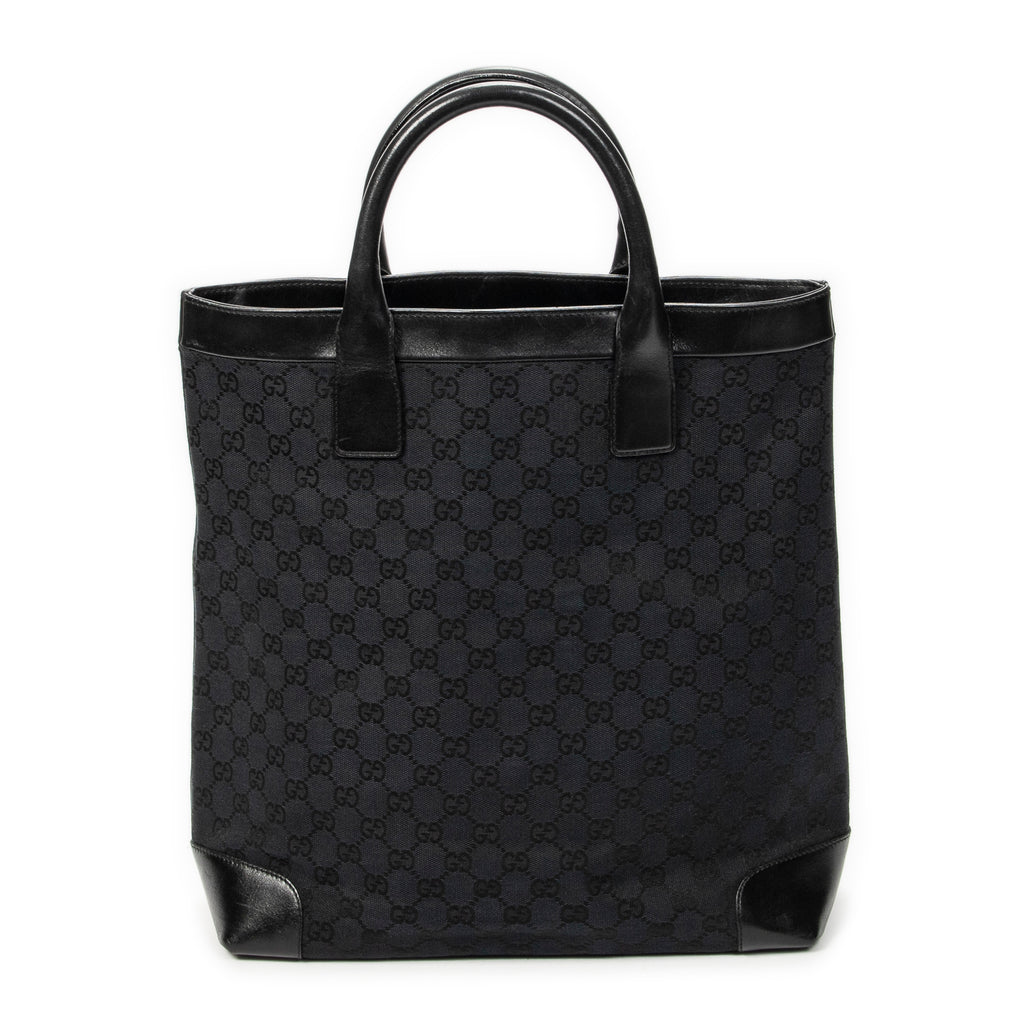 Shoulder Bag Tall Shopping Tote Black Monogrammed Canvas