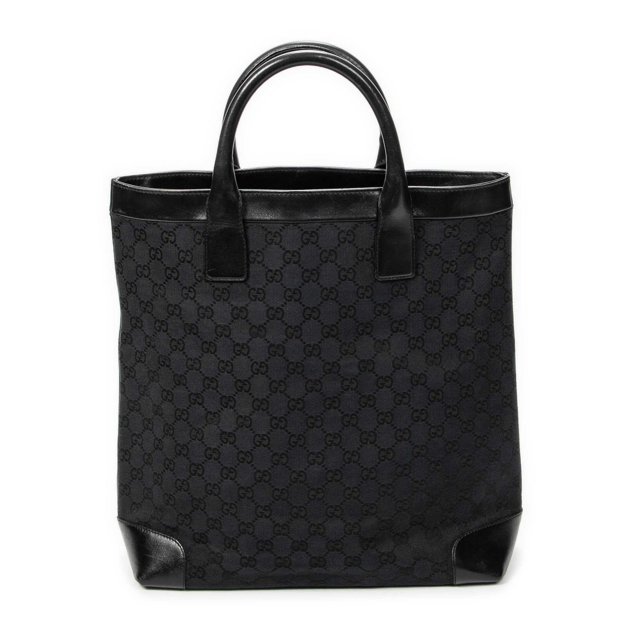 Shoulder Bag Tall Shopping Tote Black Monogrammed Canvas