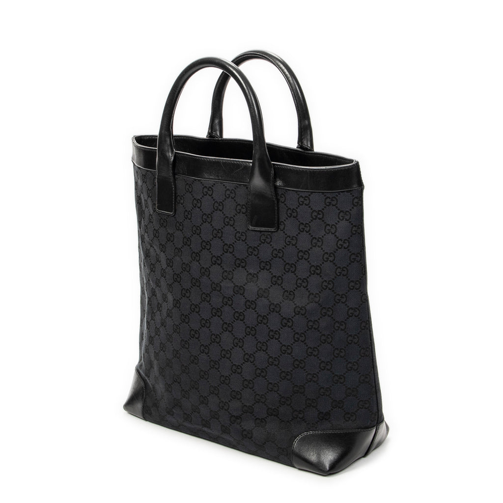 Shoulder Bag Tall Shopping Tote Black Monogrammed Canvas