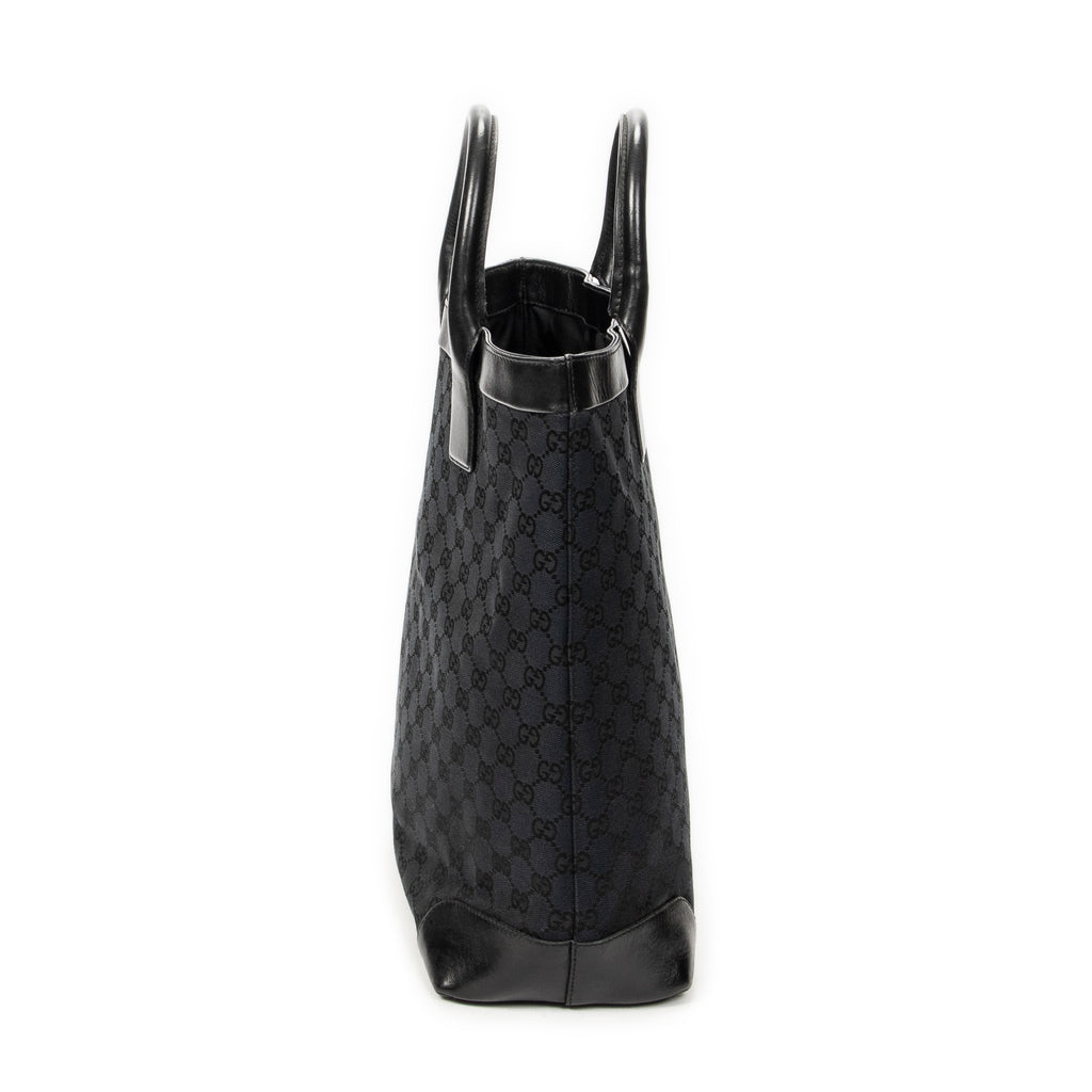 Shoulder Bag Tall Shopping Tote Black Monogrammed Canvas