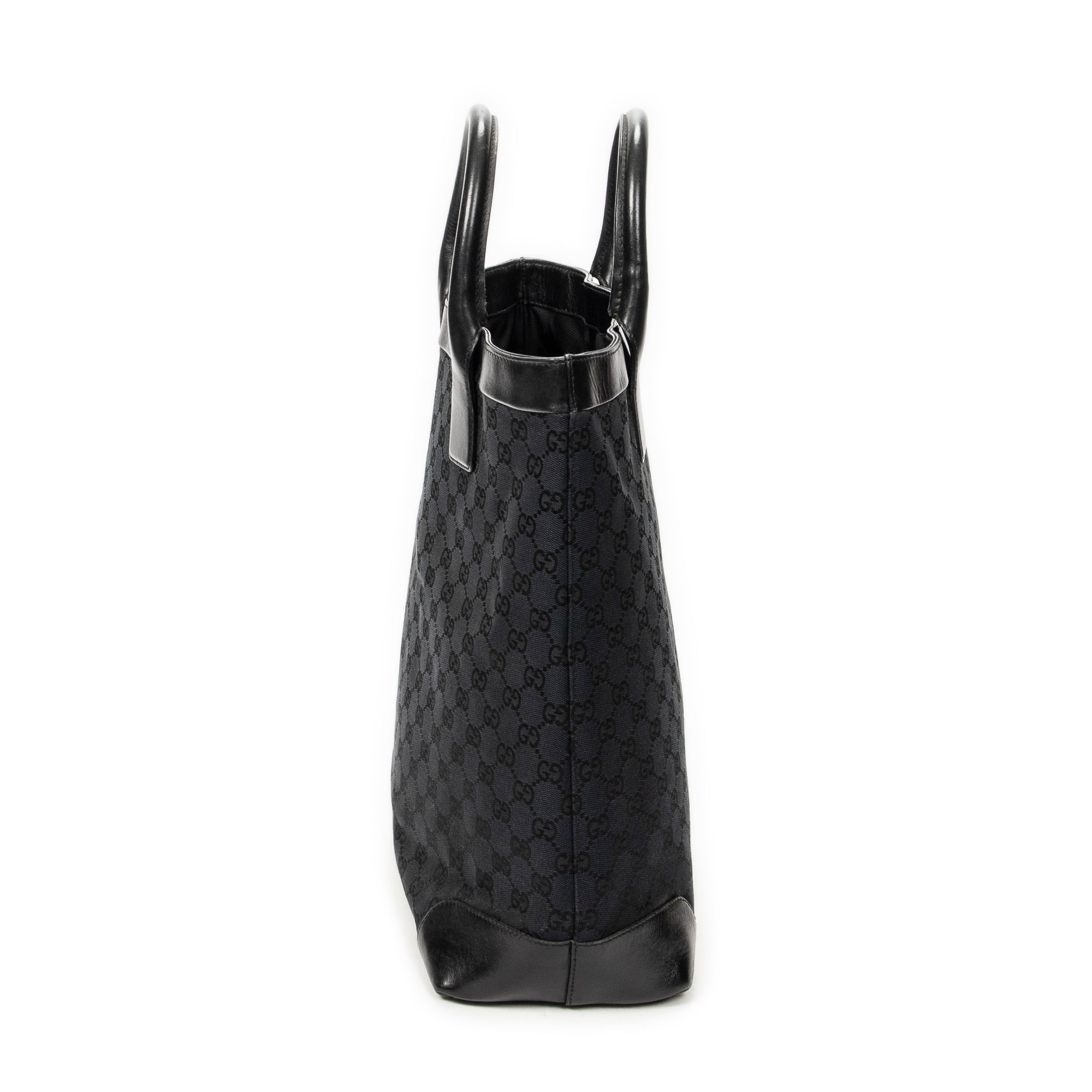 Shoulder Bag Tall Shopping Tote Black Monogrammed Canvas