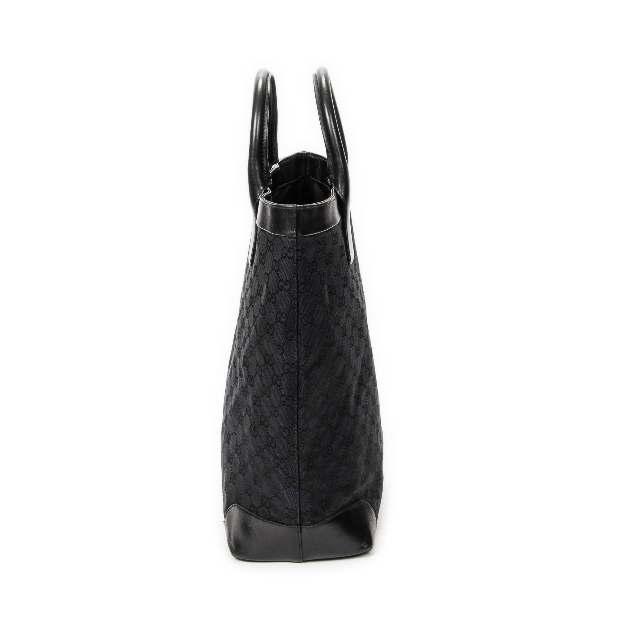 Shoulder Bag Tall Shopping Tote Black Monogrammed Canvas