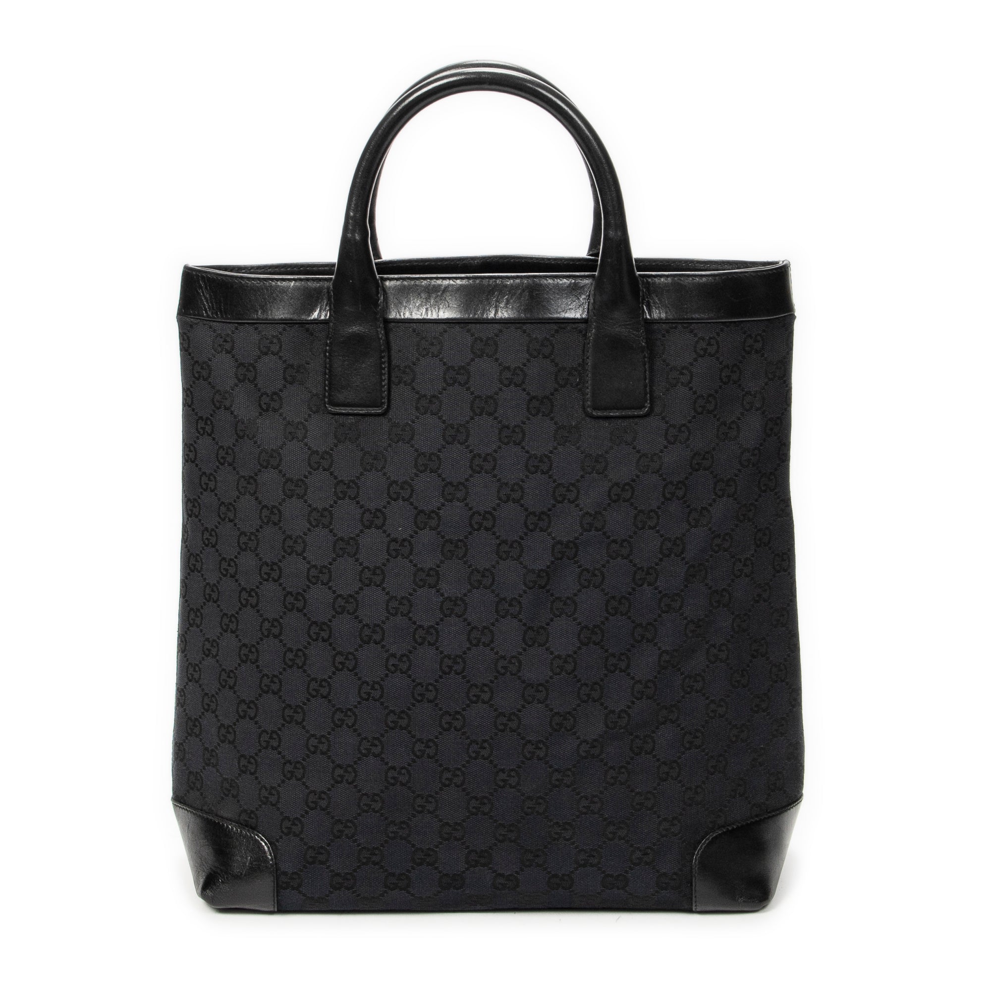 Shoulder Bag Tall Shopping Tote Black Monogrammed Canvas
