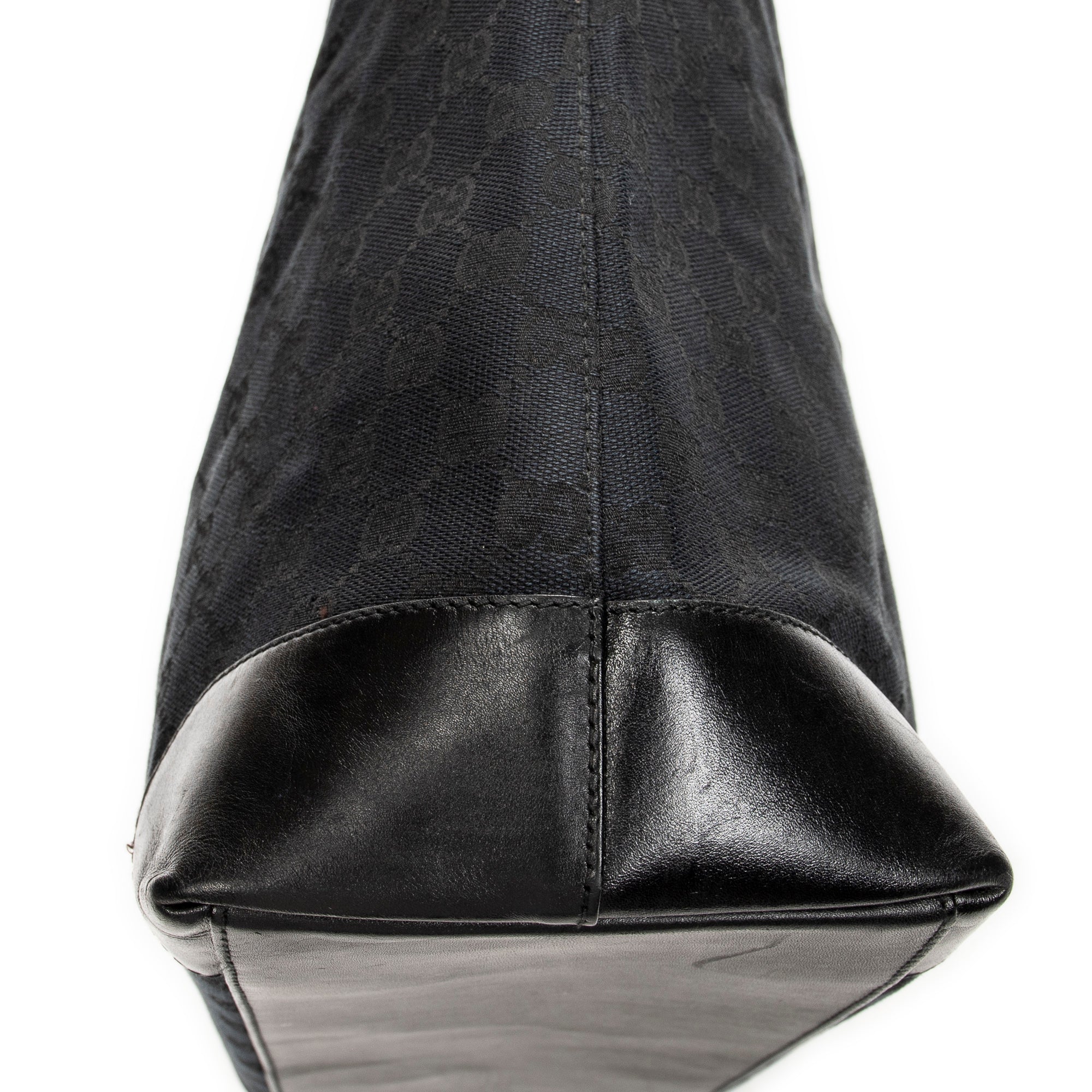 Shoulder Bag Tall Shopping Tote Black Monogrammed Canvas
