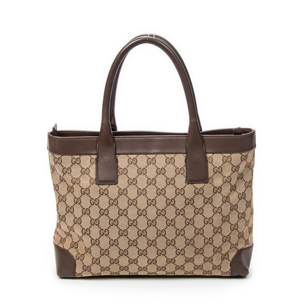 Shoulder Bag Zip Shopping Tote Beige Monogrammed Canvas