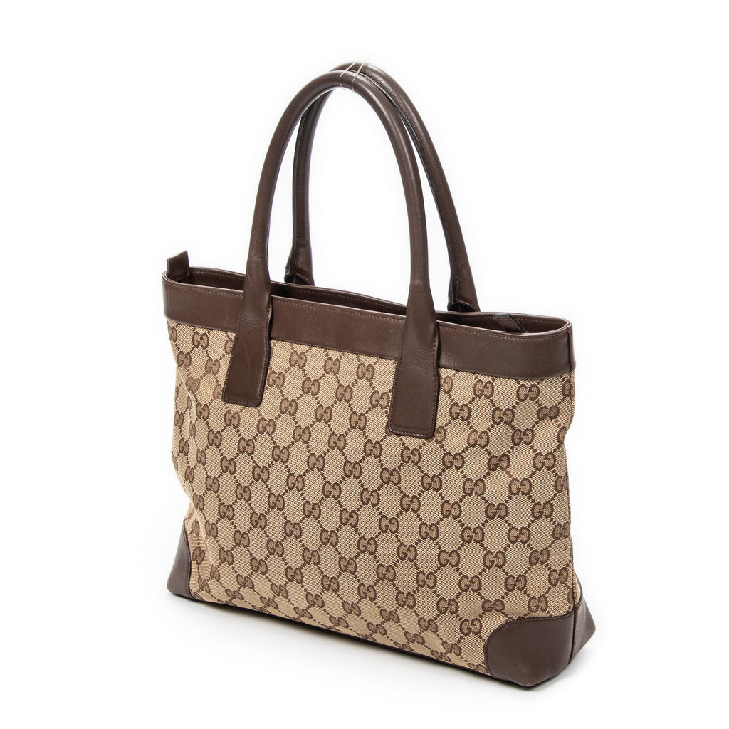 Shoulder Bag Zip Shopping Tote Beige Monogrammed Canvas
