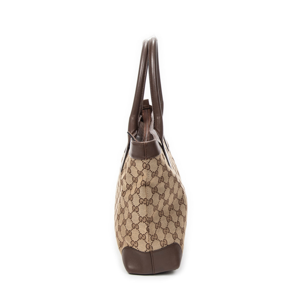 Shoulder Bag Zip Shopping Tote Beige Monogrammed Canvas