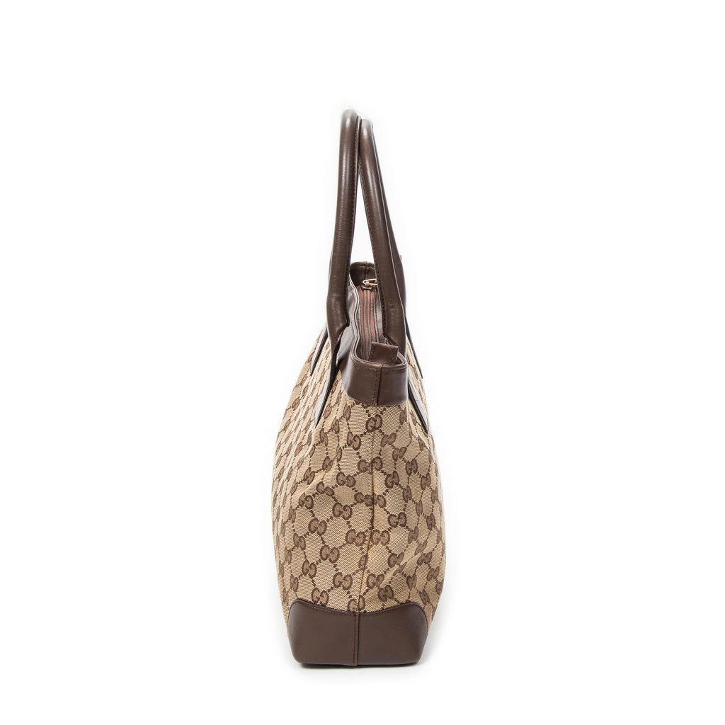 Shoulder Bag Zip Shopping Tote Beige Monogrammed Canvas