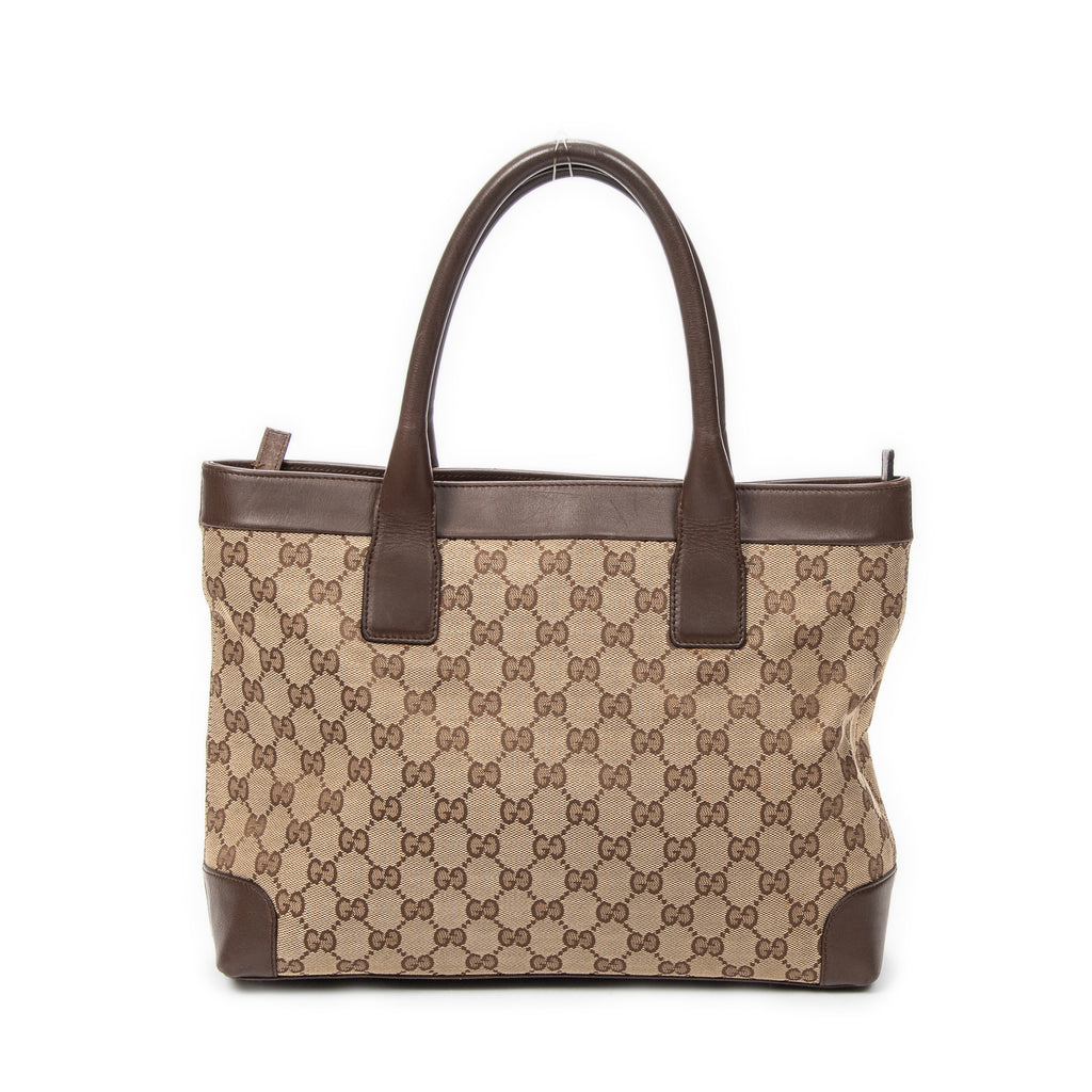 Shoulder Bag Zip Shopping Tote Beige Monogrammed Canvas