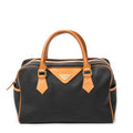 Handbag Vintage Side Pocket Boston Black Woven Coated Canvas